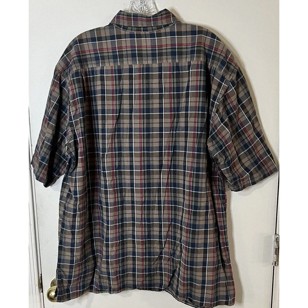Banana Republic Mens XL 100% Cotton Plaid Short Sleeve Button Front Shirt
